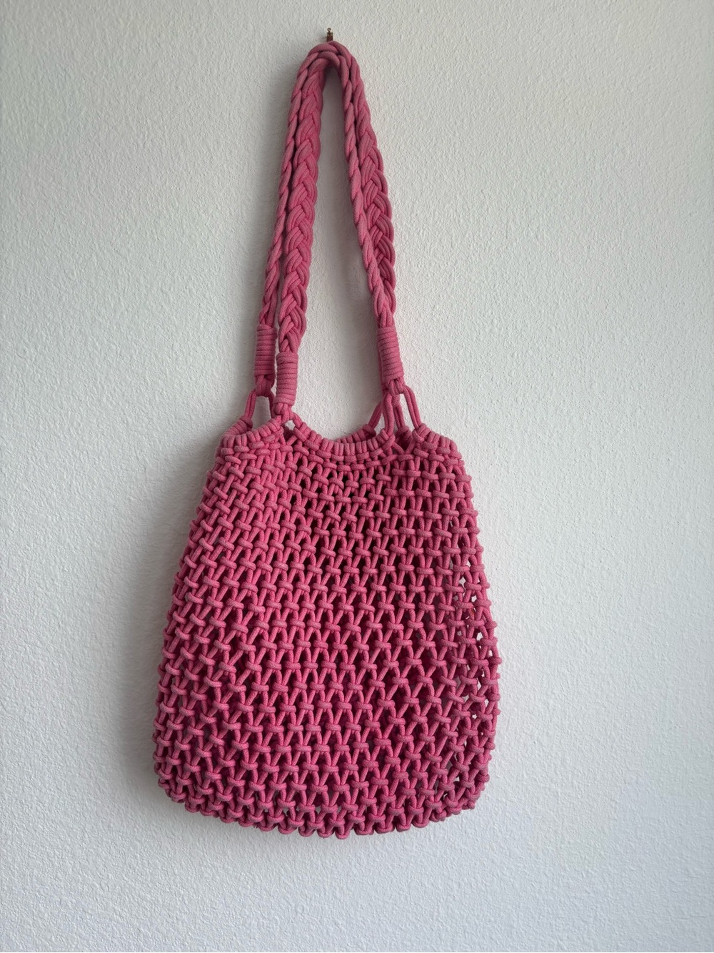 J. Crew Pink Woven Crochet Tote | Pink Beach Bag